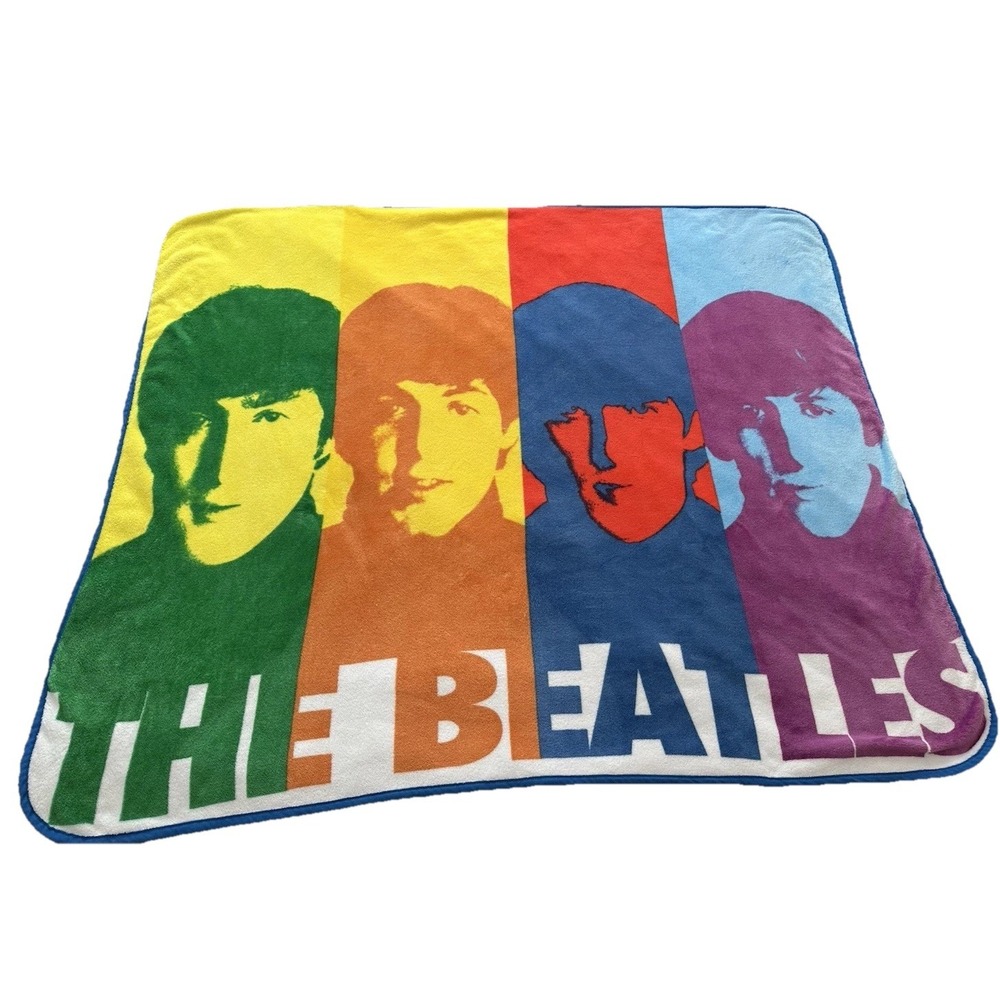 The Beatles Blanket Rainbow 2008 Colorful Fleece Band Members Retired Throw